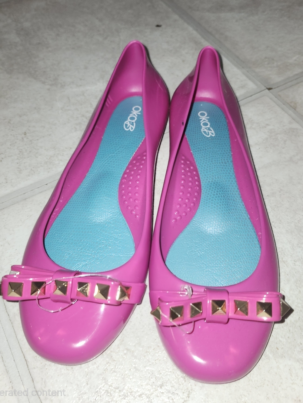 OKA b. Pink Studded Bow Ballet Flats Size 7 Made in USA